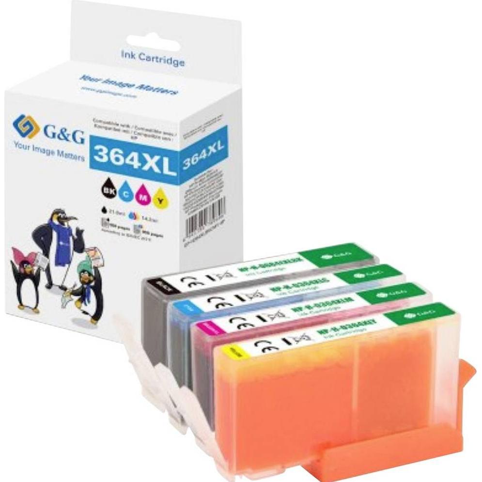 G&G, Cartucce, Kombipack kompatibel HP-364XL/N9J74AE, je 1x schwarz, cyan, magenta, gelb (C, FC, M, Y)