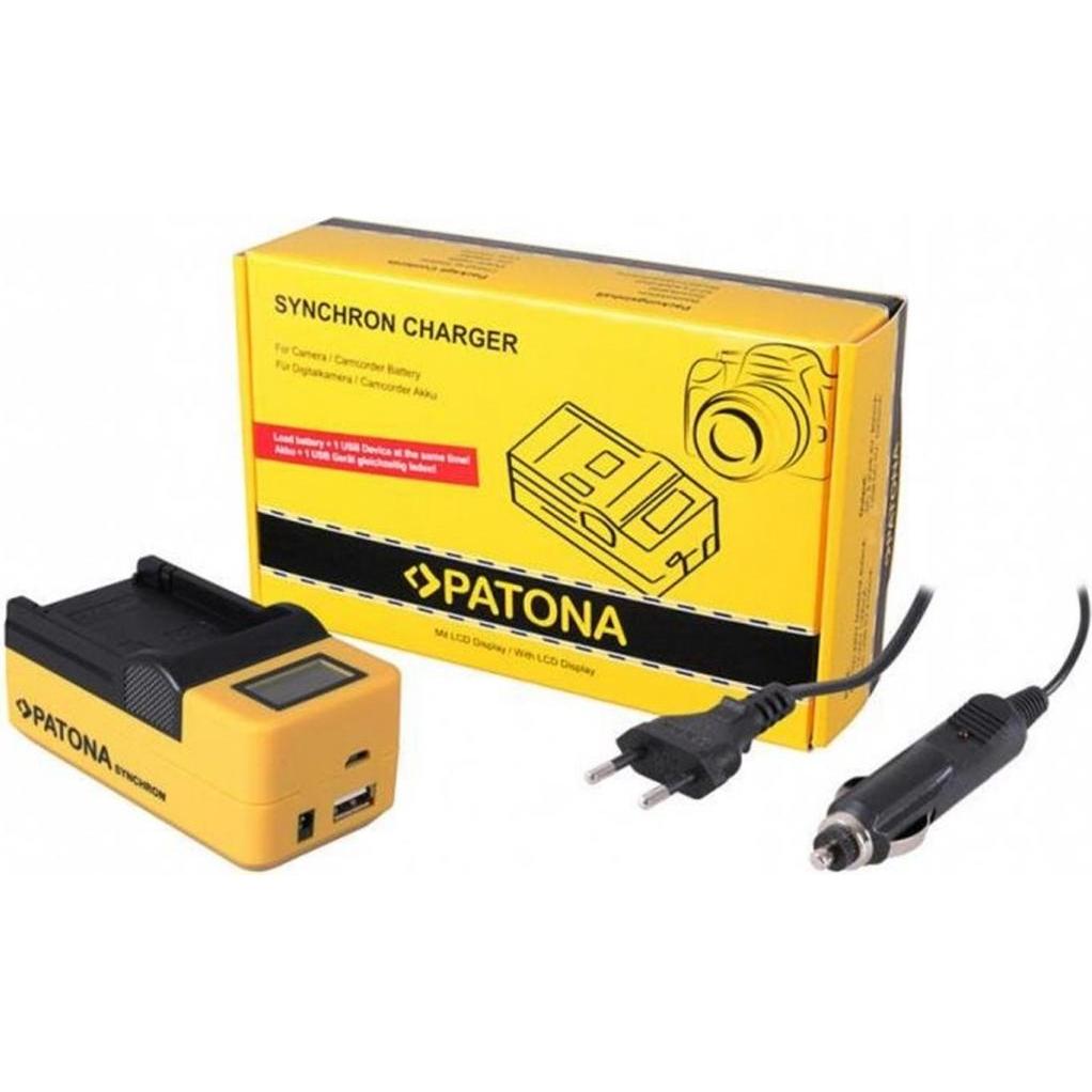 Patona Caricatore USB sincrono Pana BLC12 (Caricabatterie per fotocamere), Alimentatore fotocamera, Giallo, Nero