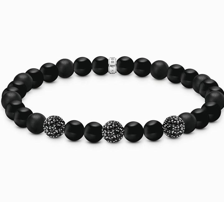 Immagine prodotto Thomas Sabo Armband Obsidian und Zirkonia schwarz (19 cm, Argento 925)