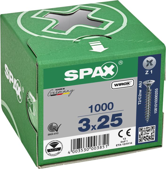 Actual product image Spax Countersunk Head Brake Ribs Cross Slot Z1 Fully Threaded (1000 Screws per piece)