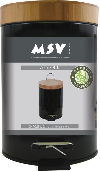 Image du produit MSV Poubelle Aza 3l Noir Avec Couvercle En Bamboo (3 l)