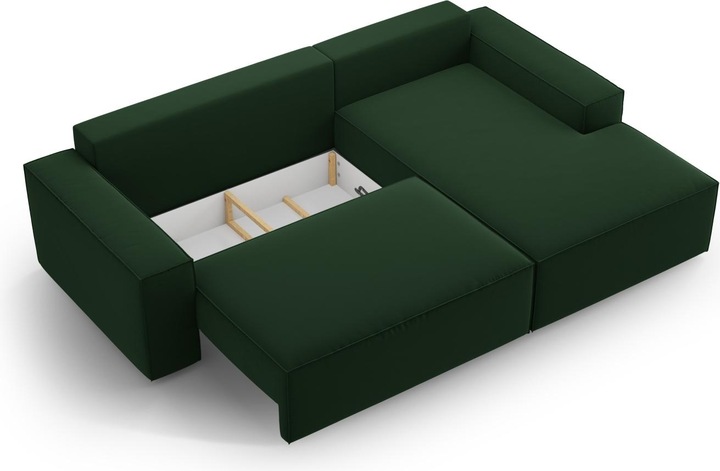 Actual product image Micadoni Velvet Right Corner Sofa With Bed Function And Box, "Jodie", 3 Seats, 246x151x86 Made in Europe (Corner sofa)