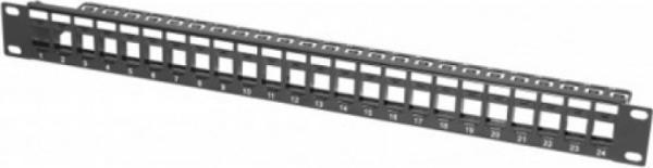 Dexlan Rack de modules pour 48 prises de connexion Keystone, 48,30cm (19"), noir RAL 9005 Pour la mise en