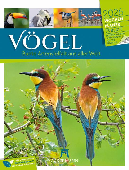 Vögel - Tier-Wochenplaner 2026 (25 x 33 cm, Deutsch)