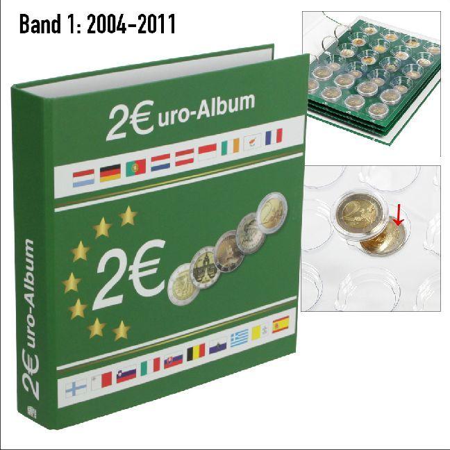 Schwäbische Albumfabrik, Fotoalbum, Münzensammelalbum für alle 2 Euromünzen. Für 80 Münzen. Alle Münzen abgebildet.