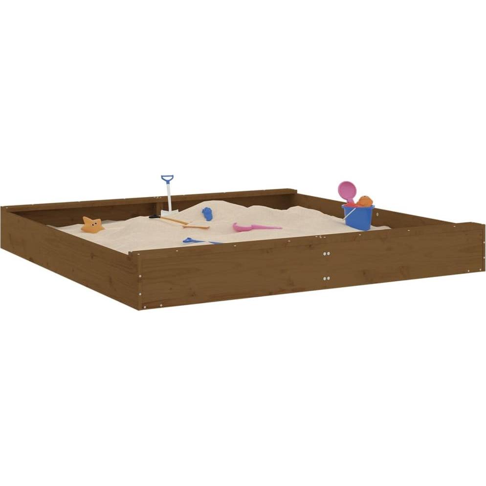 VidaXL Sandkasten mit Sitzen Honigbraun Quadratisch Massivholz
