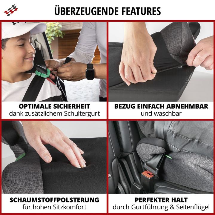 Actual product image Walser Raffi child booster seat, booster seat car ECE R 129 approved black/grey (Booster seat, ECE R129/i-Size Standard)