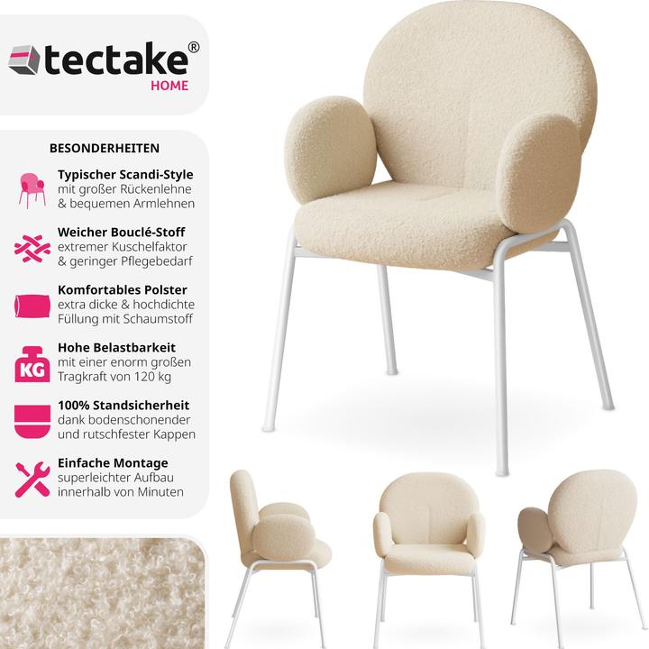 Image du produit tectake Set de 2 chaises Scandi rembourrées