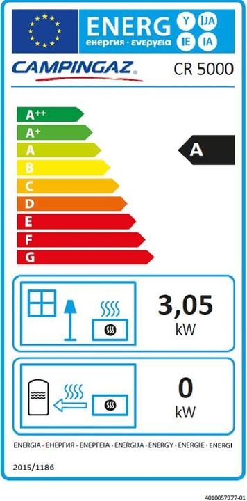 Energielabel Campingaz CR5000 gaskachel (3000 W)