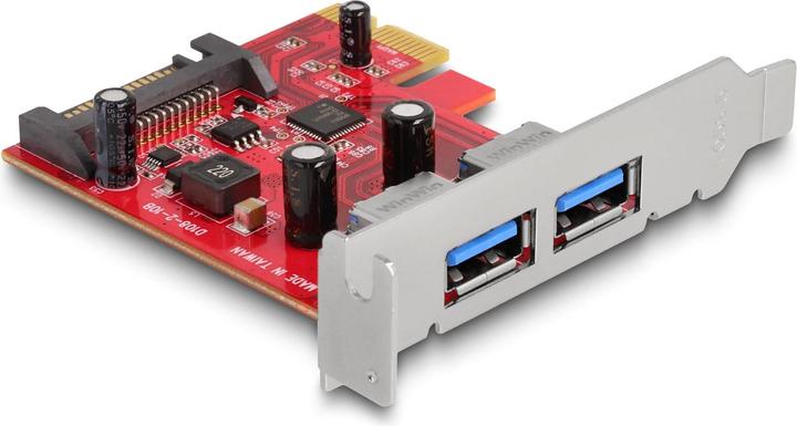 Actual product image Delock PCI Express x1 card to 2 x external USB 5 Gbps Type-A socket
