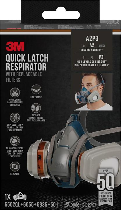 Produktbild 3M Maske für Farbspritzarbeiten (A2, A2P3, 1x)