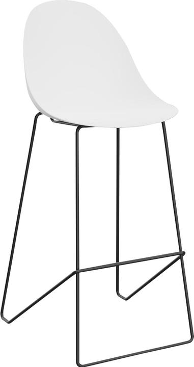 Paperflow barkruk "VOID", set van 2, wit/zwart Polypropyleen zitting, mat zwart stalen frame met