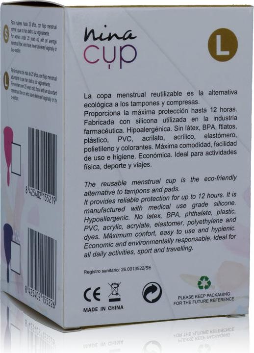 Actual product image Nina Kiki Nina Cup Menstrual Cup Size L Pink