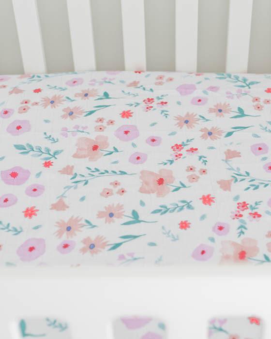 Produktbild little unicorn Brushed Crib Sheets Morning Glory (70 x 140 cm)