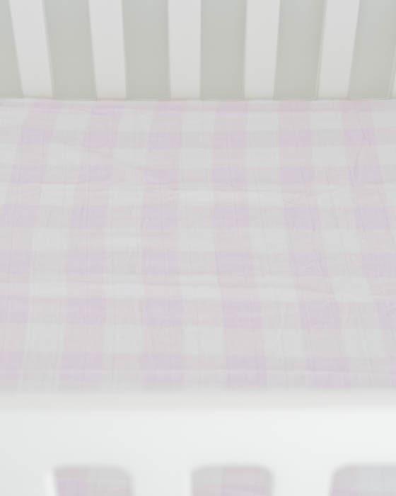 Produktbild little unicorn Brushed Crib Sheets Lilac Plaid (70 x 140 cm)