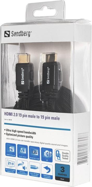 Image du produit Sandberg HDMI (Typ A) — HDMI (Typ A) (3 m)