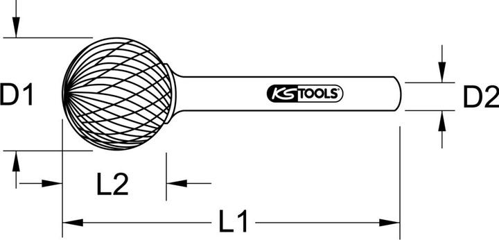 Actual product image KS Tools HM Ball Milling Pin Shape D
