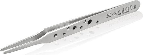 Actual product image Rubis Tweezers perforated, round tip, 12 cm, 2AG