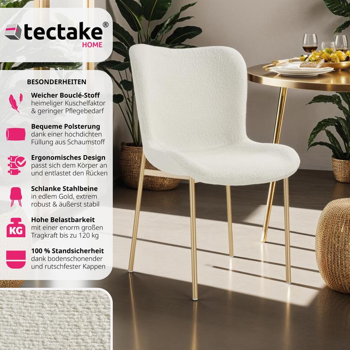 Image du produit tectake Lot de 2 chaises rembourrées Tessa Bouclé