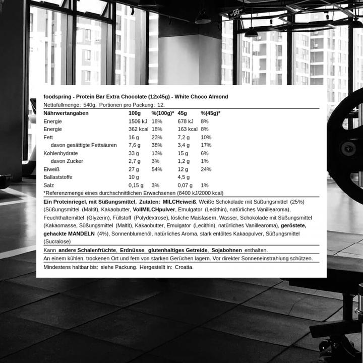 Immagine prodotto Foodspring Protein Bar (Cioccolato bianco alla mandorla, 1 pz., 540 g)