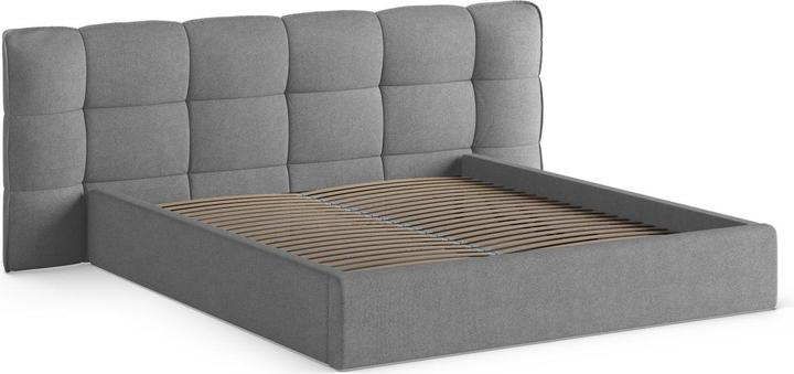 Actual product image Micadoni Boucle Storage Bed with Headboard, "Eric", Dark Grey, 225x270x104 Made in Europe (180 x 200 cm)