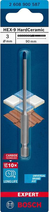 Actual product image Bosch Professional Zubehör EXPERT HEX-9 HardCeramic drill, 3 x 90 mm (3 mm)