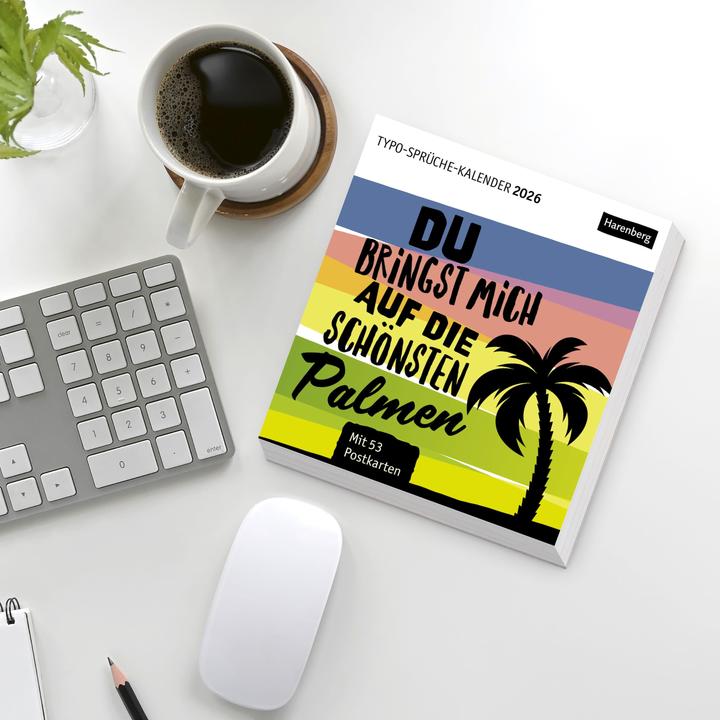 Productafbeelding Harenberg Typo-Sprüche-Kalender Postkartenkalender 2026 - Mit 53 Postkarten (Duits)