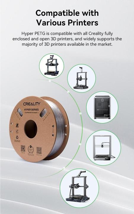 Image du produit Creality Filament PETG Hyper Vert, 1.75 mm, 1 kg (PETG, 1.75 mm, 1000 g, Vert)