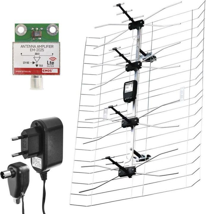 Produktbild Emos Aussenantenne EM-025, 0-100 km, DVB-T2, DAB, LTE/4G Filter (DVB-T / -T2)