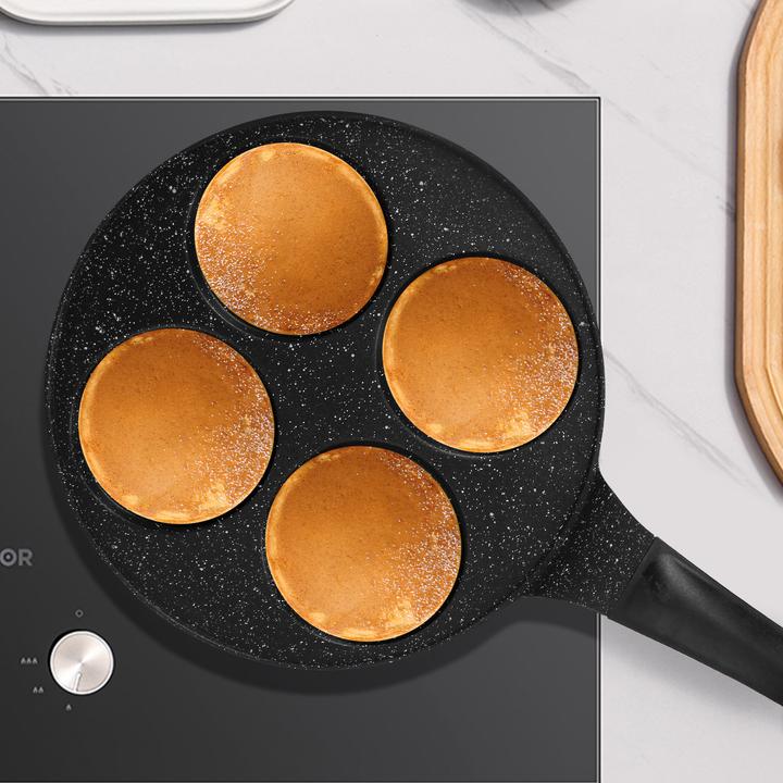 Immagine prodotto Cheffinger Padella per pancake 26 cm per 4 persone Rivestimento in marmo con manico ergonomico (26 cm, Padella di crêpe)