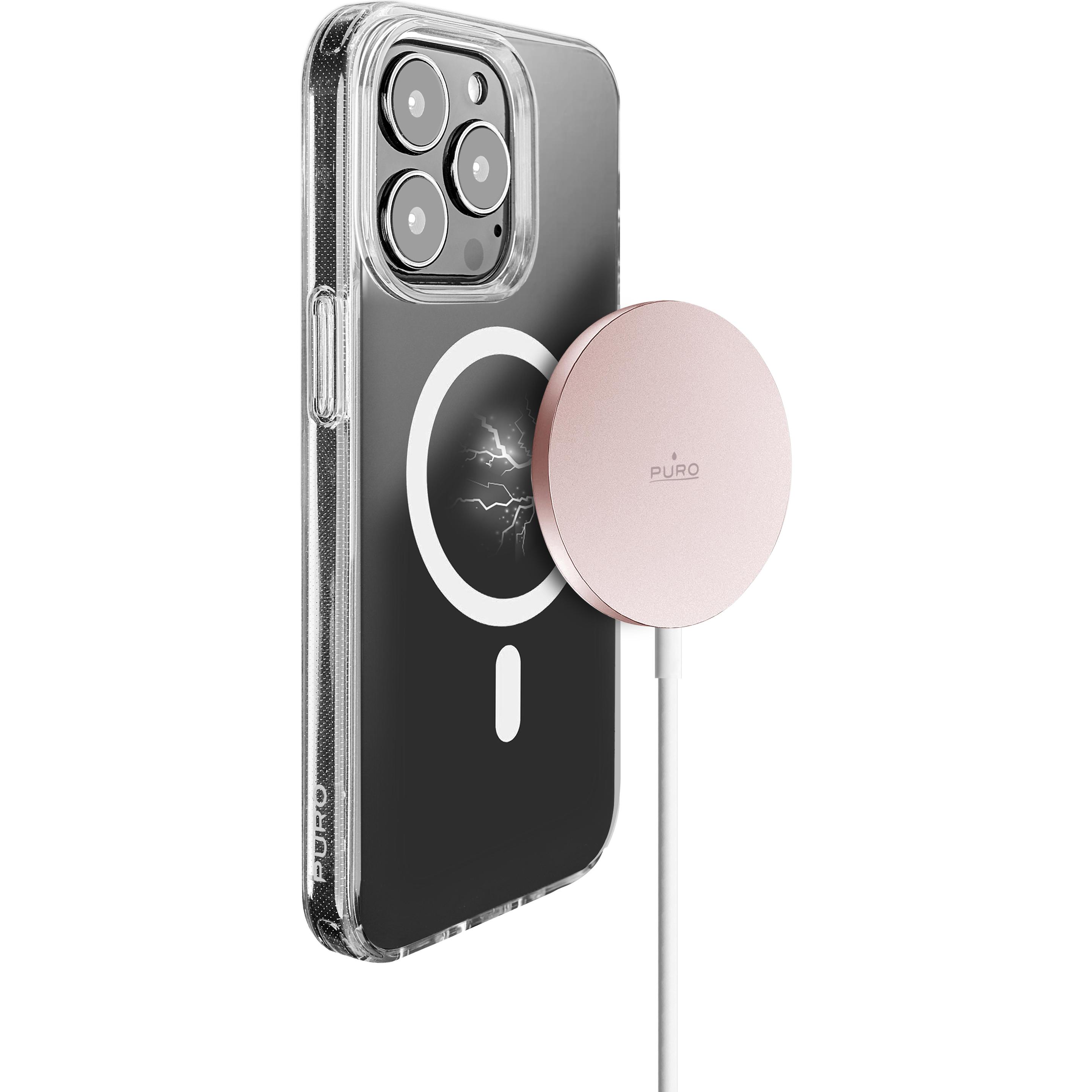 Puro Magnetic Charging Cable USB-C Magsafe – Ładowarka bezprzewodowa indukcyjna 15W (różowy) (15 W), Powerbank, Rosa