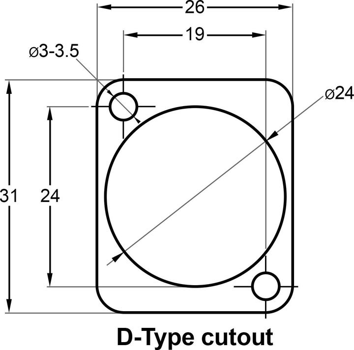 Actual product image Exsys 19" Rack panel, 1U, 8x D-type (XLR)
