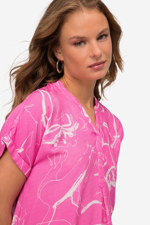 Produktbild Laurasøn Bluse, oversized, Robben Print, Stehkragen, Halbarm (M)