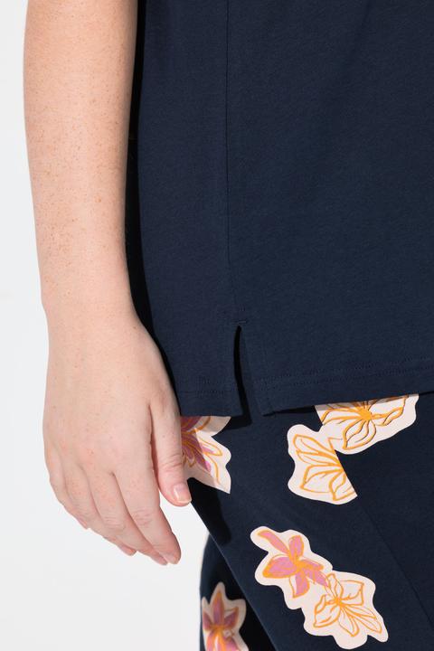 Actual product image Ulla Popken Eco Cotton Decorative Floral Accent Pajama Top (58)