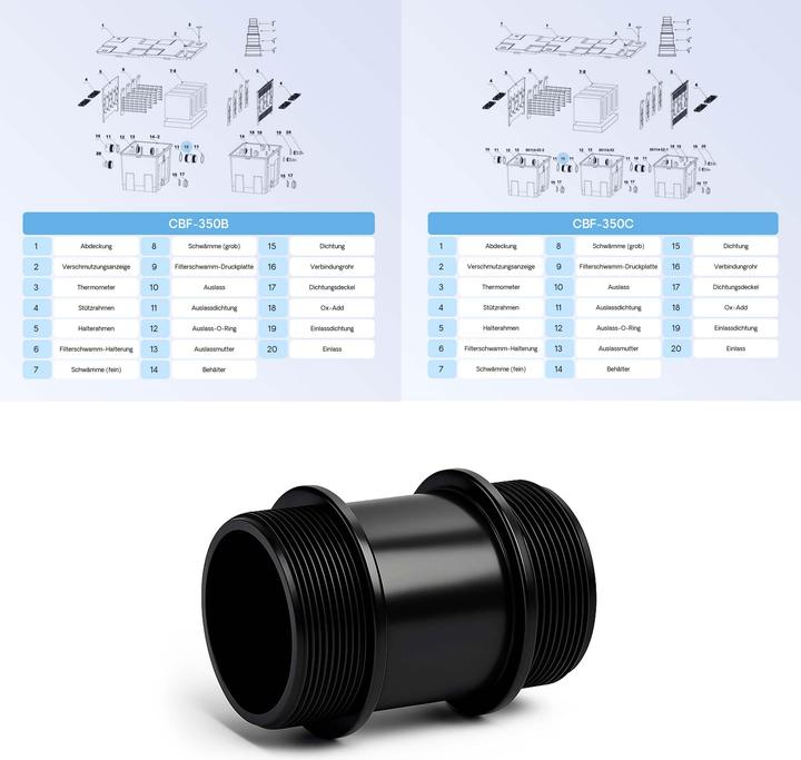 Actual product image SunSun Spare Part CBF-350B Connection Bio Pond Filter