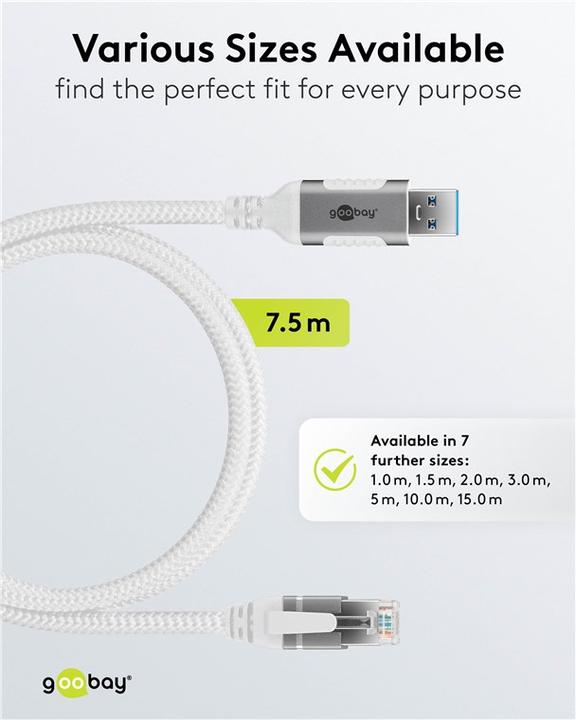 Produktbild Goobay Ethernet-Kabel USB-A 3.0 auf RJ45, 7,5 m (RJ45 (1x))