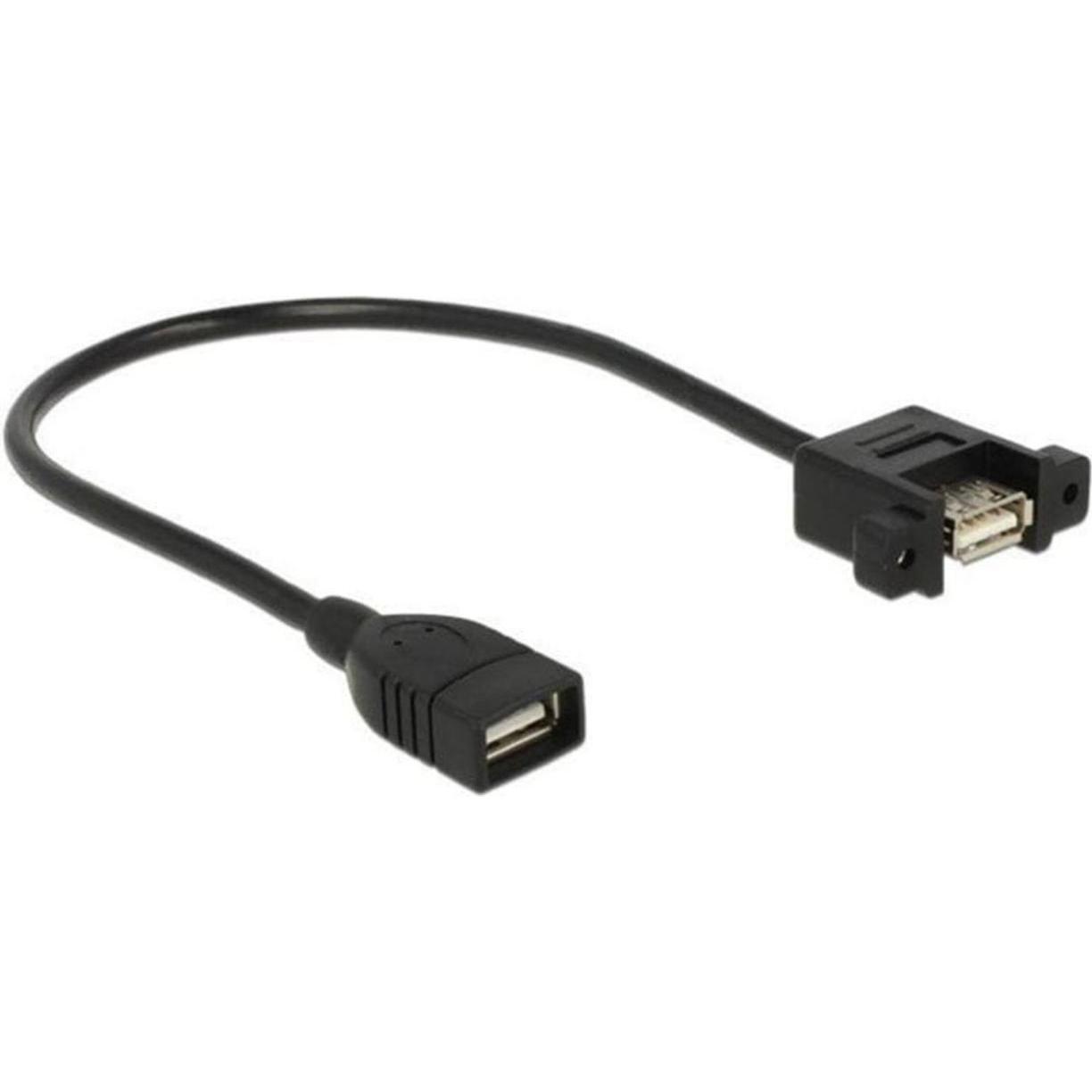 Delock USB2.0-Kabel A-A: 1m, zum einseitig Einbau (0.25 m, USB 2.0), USB Kabel