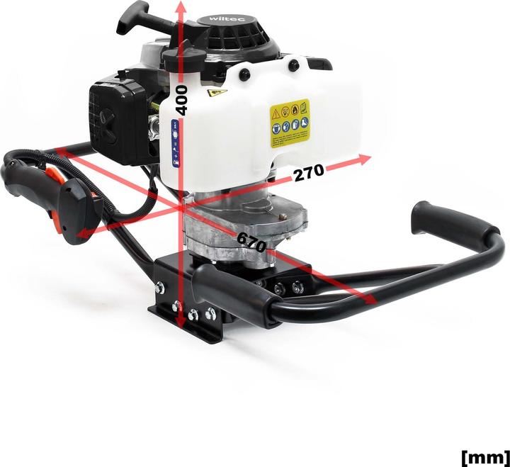 Produktbild Wiltec Wilitec Erdlochbohrer 2 Personen 2,2kW 3PS 63ccm Benzin Erdbohrer Pfahlbohrer