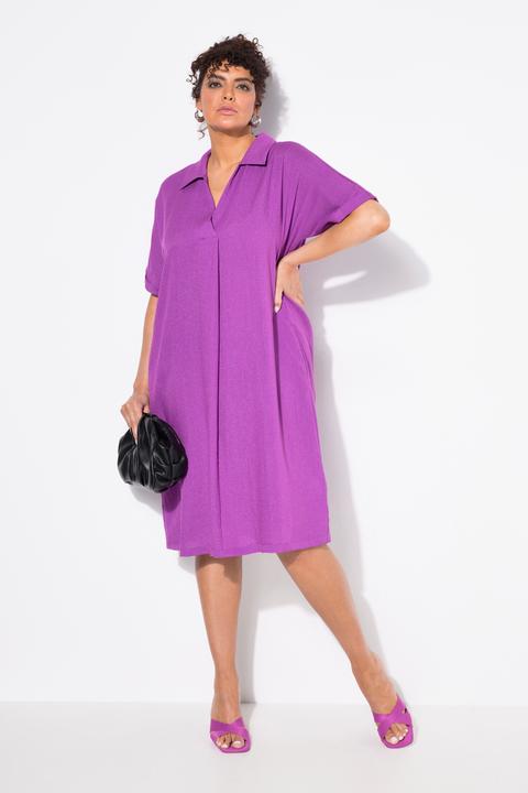 Immagine prodotto Ulla Popken Abito mini dal taglio oversize con collo da camicia, scollo a V e mezze maniche (50, 52)