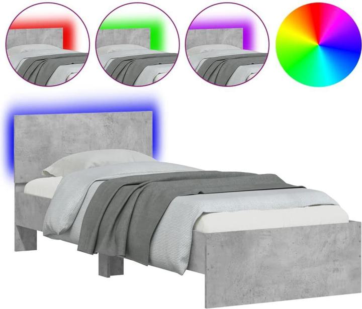 Produktbild VidaXL Bettgestell mit Kopfteil und LED-Leuchten (90 x 190 cm)