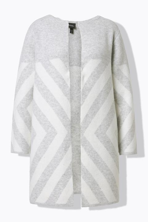 Produktbild Ulla Popken Strickjacke, Streifen, ohne Verschluss, Rundhals, Langarm (58, 60)