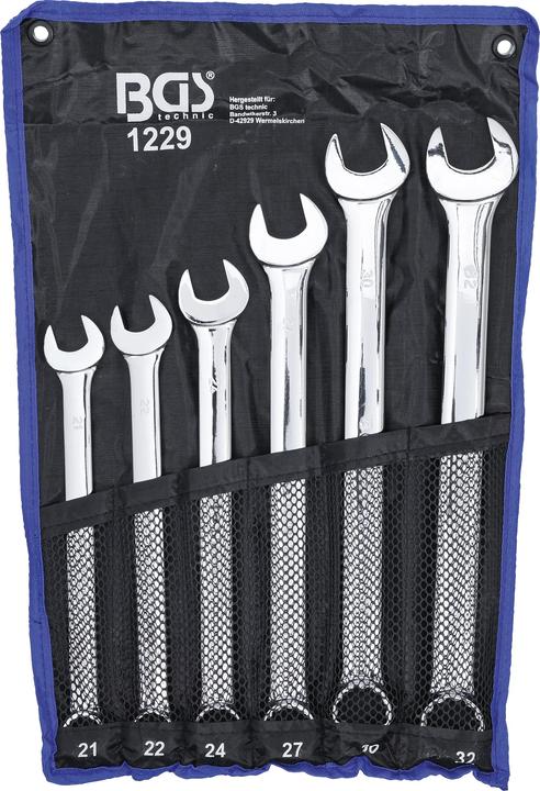 Produktbild BGS Maul-Ringschlüssel-Satz extra lang SW 21 - 32 mm 6-tlg. (32 mm, 24 mm, 22 mm, 21 mm, 27 mm, 30 mm)