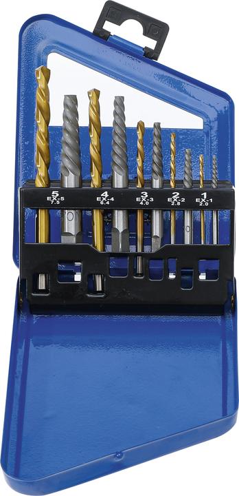BGS Set di frese per viti e taglienti sinistri HSS nitrurato al titanio 2 - 7,5 mm 10 pz. (7,5 mm, 2,8 mm, 2 mm, 4 mm, 6,4 mm)