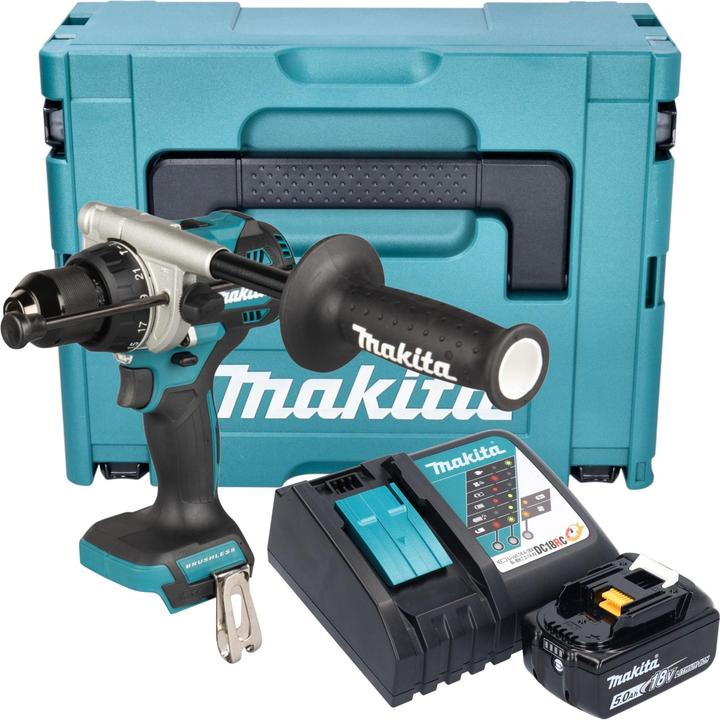 Immagine prodotto Makita DHP 492 RT1J Avvitatore a percussione a batteria 18 V 141 Nm Brushless + 1x batteria 5,0 Ah (Batteria ricaricabile)