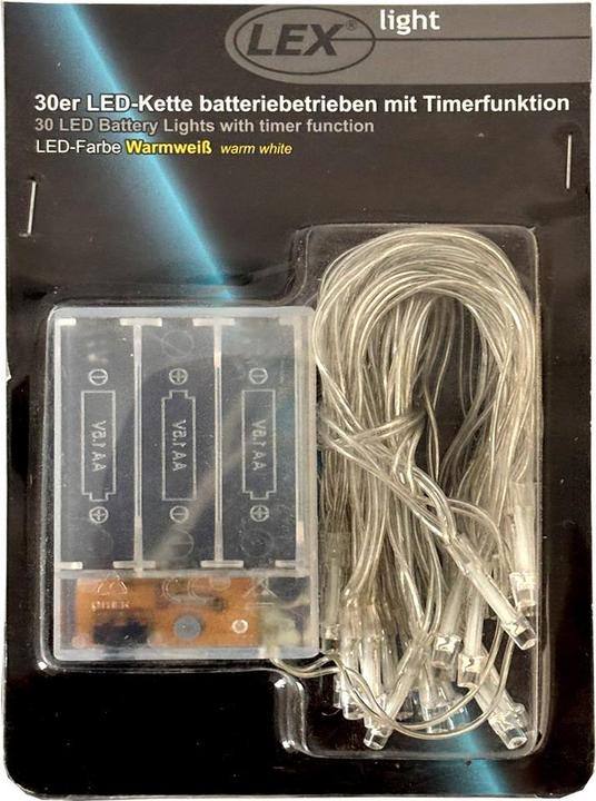 Actual product image Mojawo 30er LED - Batteriekette Lichterkette warmweiss mit Timerfunktion (4.40 m)