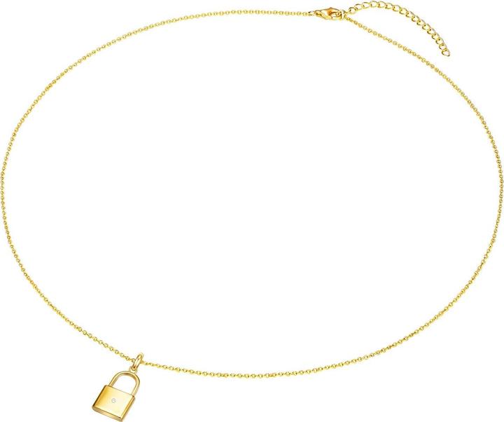 Actual product image Lulu & Jane Sterling silver diamond yellow gold lock 42.0 cm base chain + 5.0 cm extension - 33662 (Sterling Silver, 42 - 47 cm)