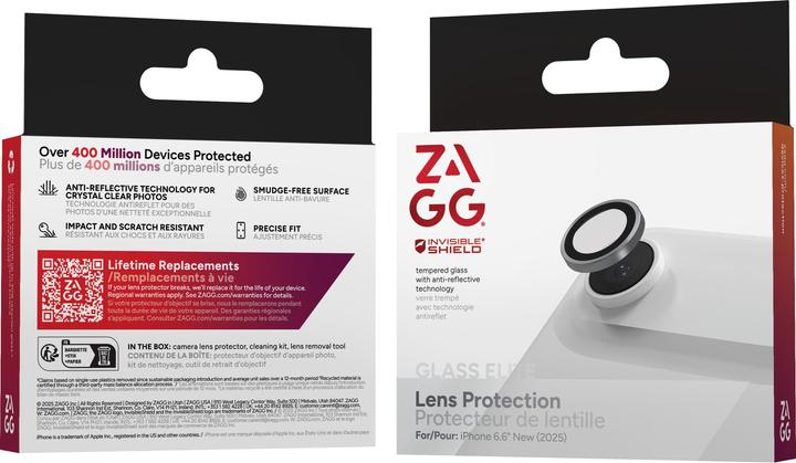 Actual product image Zagg InvisibleShield Glass Elite (CameraRings) Lens Protection For Apple iPhone 17 Air Silver (1 pcs., Apple iPhone 17 Pro)