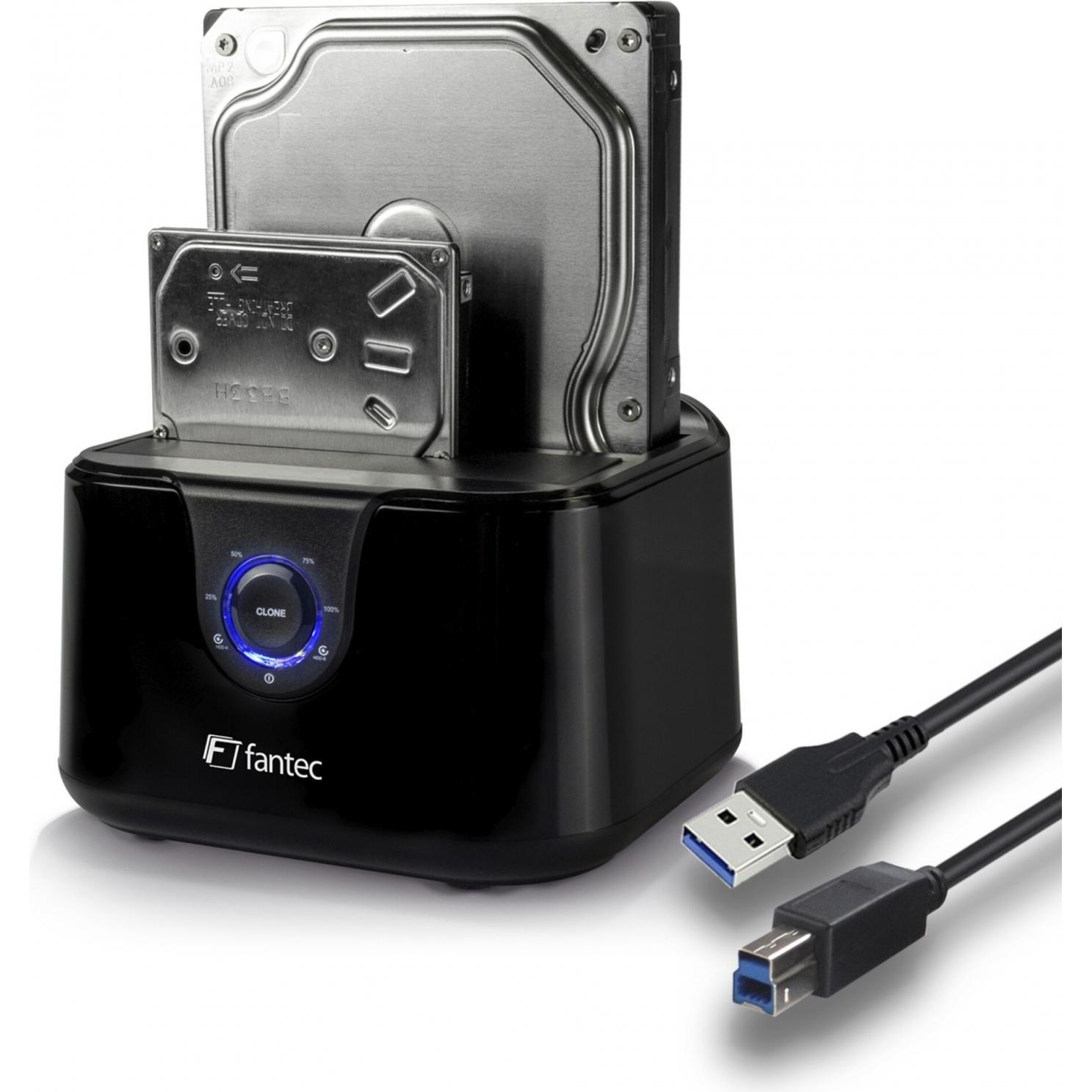Thumbnail - Fantec DS-X2U3-Glanz - Bis zu 2x 6,35cm 2,5Zoll und/oder bis zu 8,89cm 2x 3,5Zoll SATA HDD Klon &... (3.5", 2.5"), Festp...