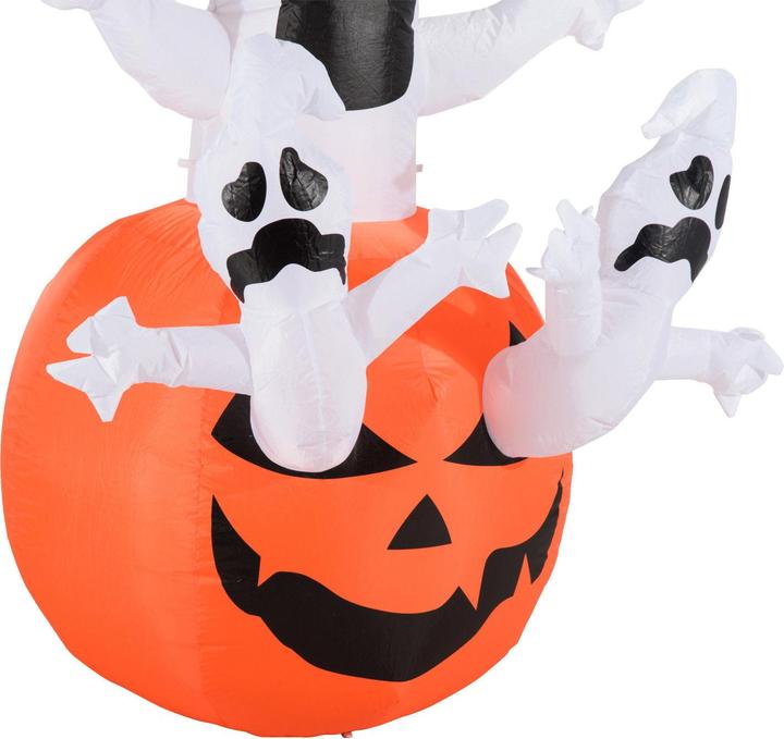 Produktbild Swisshandel24 Aufblasbarer Kürbis Geist Gespenst Halloween Deko Figur Luftfigur mit LED Beleuchtung, Polyester, 12