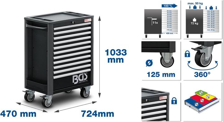 Produktbild BGS Werkstattwagen 11 Schubladen leer (11 x)